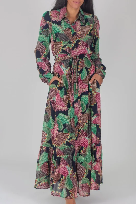 Festival Fashion LEXI DRESS (BLACK PATTERN / GREEN)