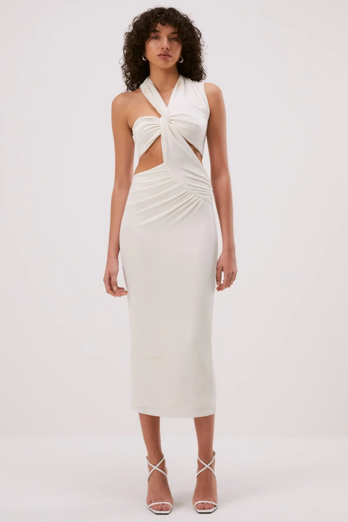 Women's Layered Outfit Luxe Layering Misha Graciela Slinky Jersey Midi Dress - Ivory