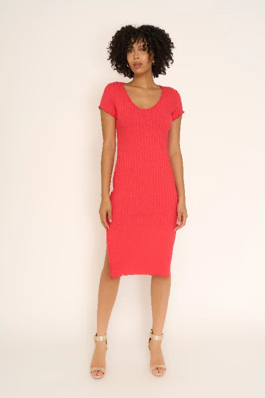 Playful Elegance Short Sleeve Side Slit Dress