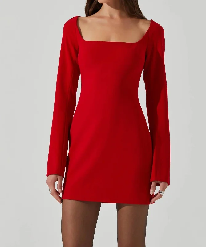 Women's Transitional Apparel Flash Deals Calanthe Mini Dress In Red