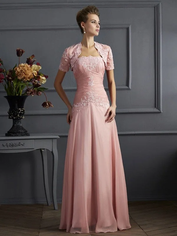 Women's Elegant Evening Attire Exquisite Craftsmanship A-Line/Princess Sweetheart Sleeveless Applique Long Chiffon Mother of the Bride Dresses