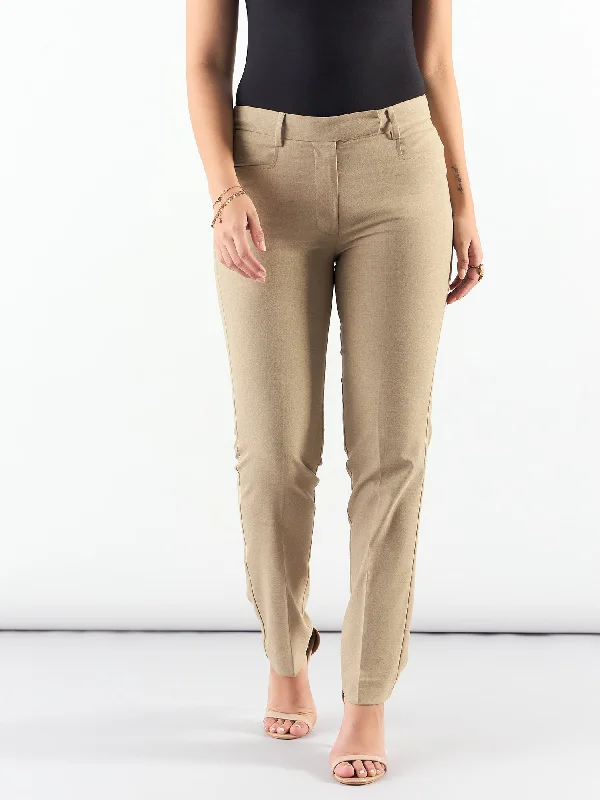 Women's Seasonal Attire Great Deals On Ethnic Cultural Wear Beige Regular Fit Mid Waist Trouser