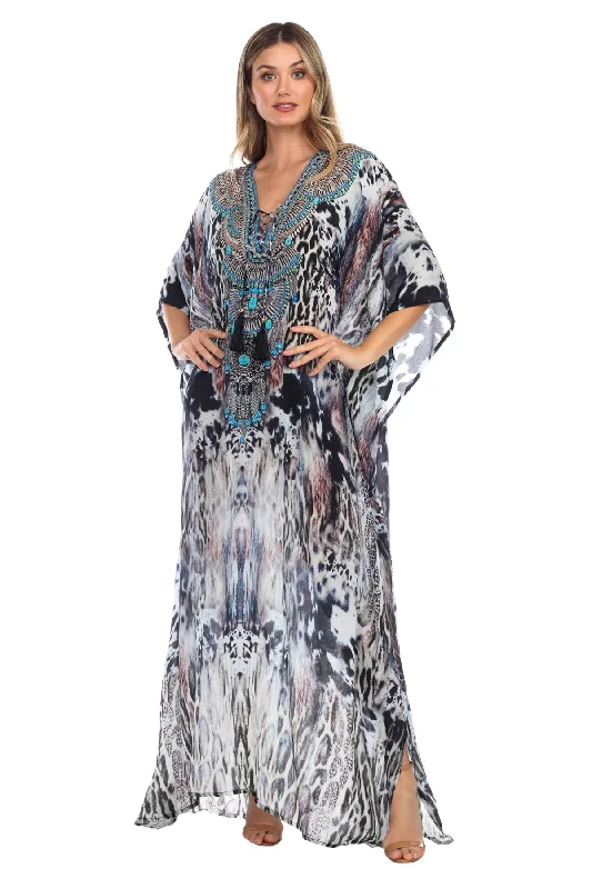 Women's Fashion Clothes Limited Edition Bohemian Clouded Leopard Long Caftan Maxi Dress