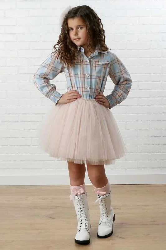 Women's Clothing Outfit Set The Alix Dress in Sky Plaid
