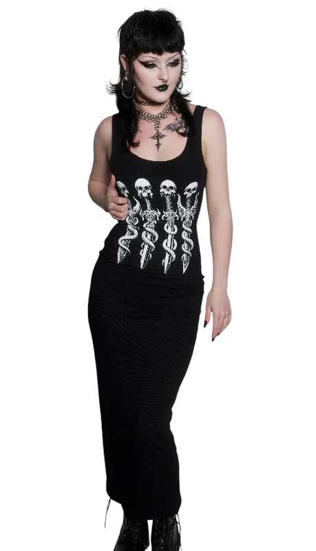 Women's Transitional Apparel Find Your Unique Flair Long Skull Swords Black Maxi Dress