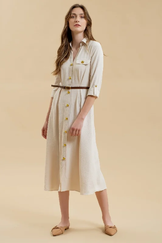 Women's Party Clothes Exclusive Sale Monica Midi Dress - Oatmeal