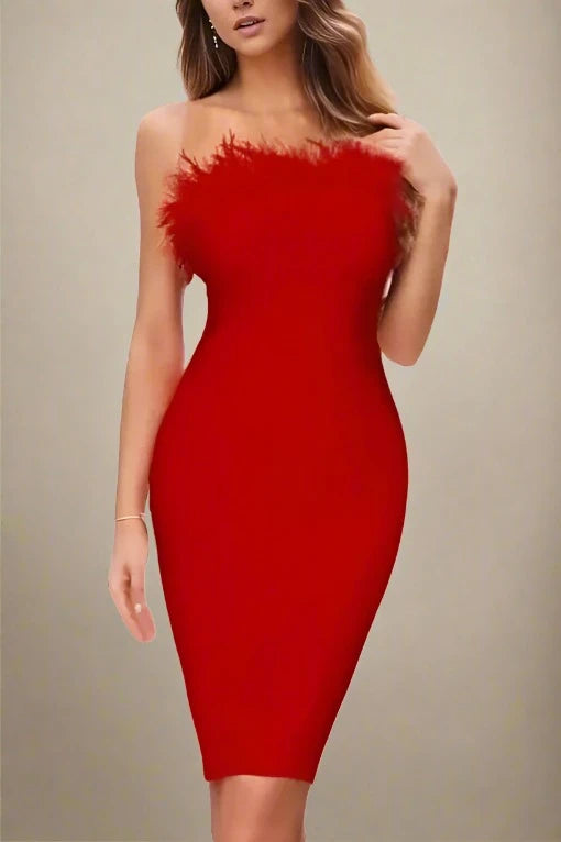 Budget-Friendly Fashion Erin Bandage Dress - Lipstick Red