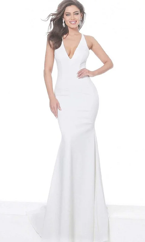 Women's Charming Outfit For Events Fashion Essentials Jovani 67865 - Plunging Neckline Fitted Evening Dresses