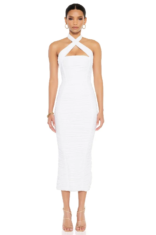 Women's Tops And Clothing Chic Wardrobe Nookie Monroe Midi Dress - White