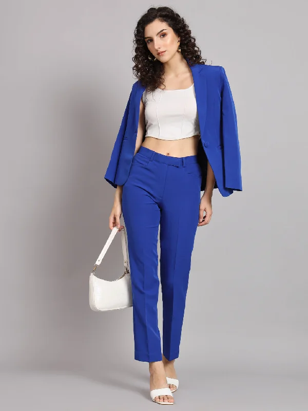 Women's Charming Outfit For Events Casual Weekend Relaxed Style Regular Fit Mid Waist Trouser - Ink Blue