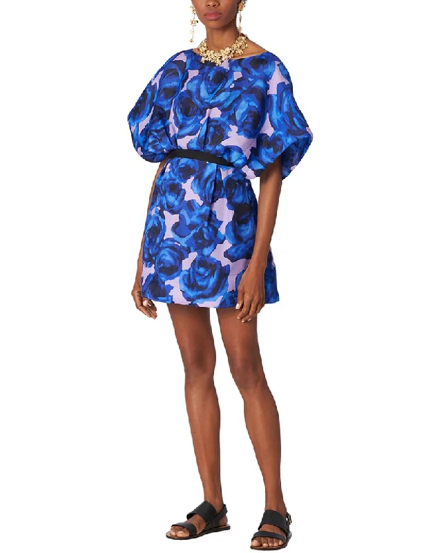 Women's Vacation Outfit Sustainable Fashion Extravaganza Carolina Herrera A-Line Silk Mini Dress