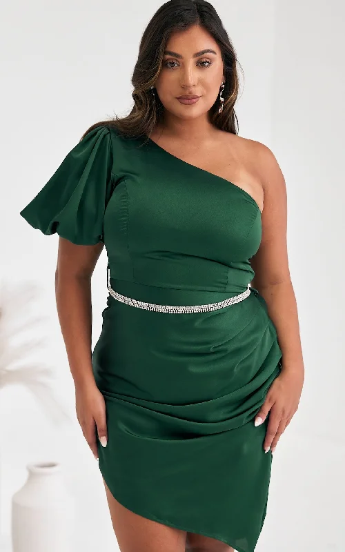 Stylish Outerwear Clothing For Women Shop Sale Items Pascal Satin Dress - Emerald