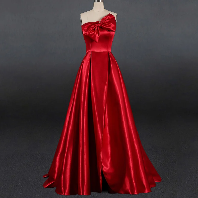 Women's Evening Apparel Browse Our Top Products Simple A-line Red Bridal Gown Autumn Wedding Dress