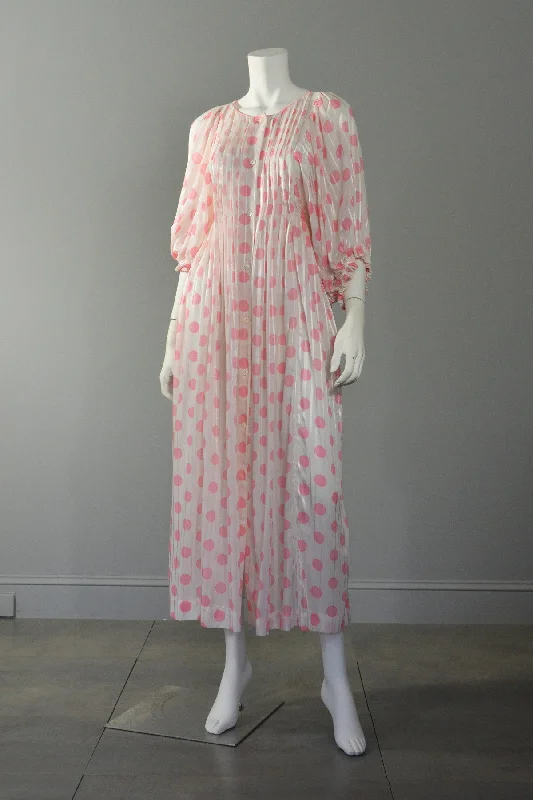 Women's Night-Out Clothes Feminine Charm Christian Dior Pink Polka Dot Babydoll Dressing Gown