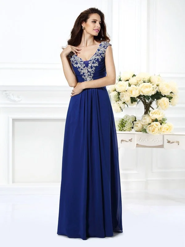 Women's Holiday Clothing Chic & Cozy Collection A-Line/Princess Scoop Beading Sleeveless Long Chiffon Dresses