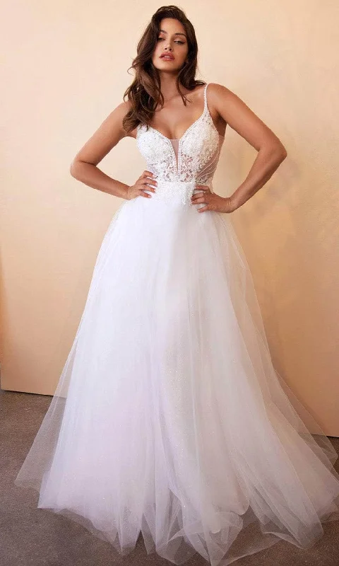 Women's Date Night Outfit Limited-Time Offer Cinerella Divine CD0195W - Lace Tulle with Floral Detailing Wedding Dress