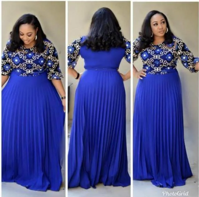 Women's Athletic Apparel Wardrobe Upgrade Dress-African Women Maxi Dress Blue