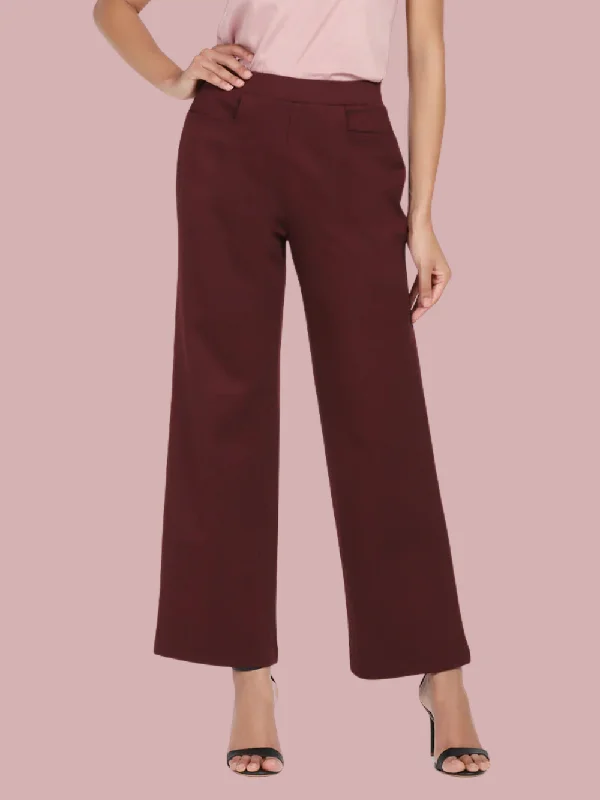 Women's Office Outfit Romantic Date - Night Ensemble Wide Bottom Mid Waist Stretch Pants