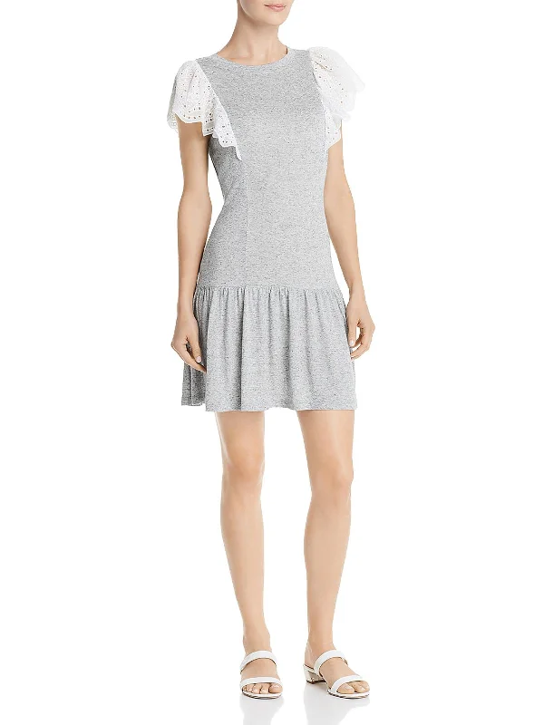 Women's Vintage-Inspired Outfit Additional Time-Limited Offers Womens Eyelet Heathered Mini Dress