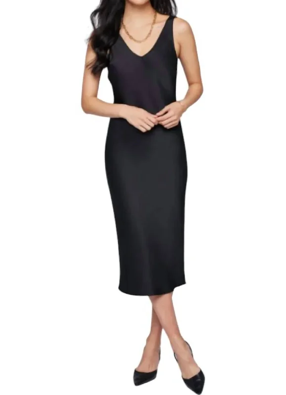 Affordable Fashion Clothing For Women Massive Selection Sale Odette Satin Midi Dress In Black