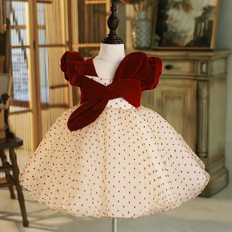 Women's Vintage Garments Baby Girl Summer Bow-knot Birthday Party Princess Dress
