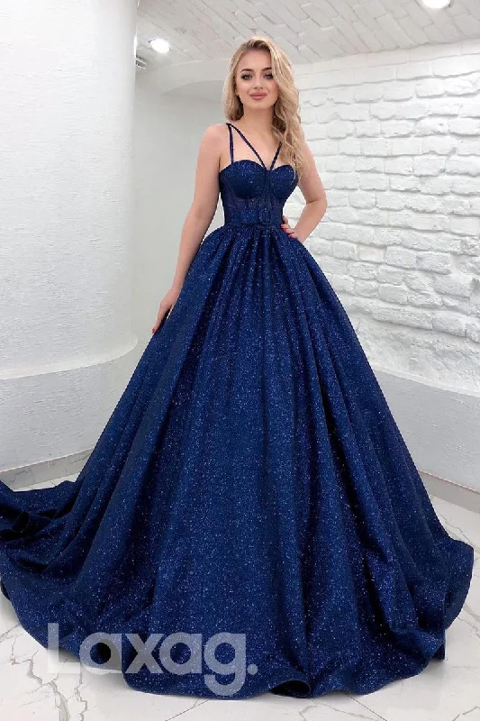 Women's Vacation Attire Enjoy Discount 19719 - Spaghetti Straps Sparkly Prom Ball Gown Glitter