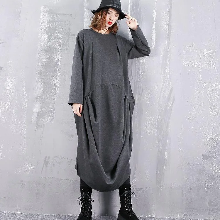 Women's Vacation Garments Fashionista Favorites 2024 gray dresses plus size o neck gown fine Cinched side open kaftans