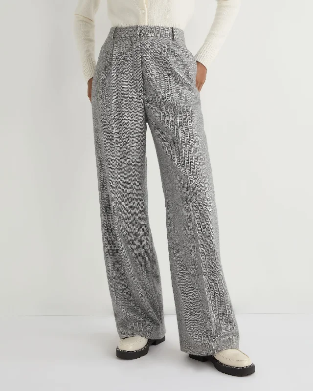 Affordable Women's Clothes Flash Sale Fever Women's Florence Herringbone Wide Leg Pant Grey