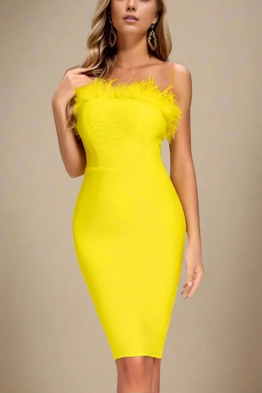 Bold Fashion Sales Erin Bandage Dress - Sun Yellow