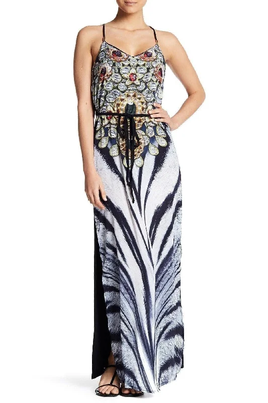 Women's Clothing Huge Price Cut Printed T Back Maxi Dress with Front Pockets