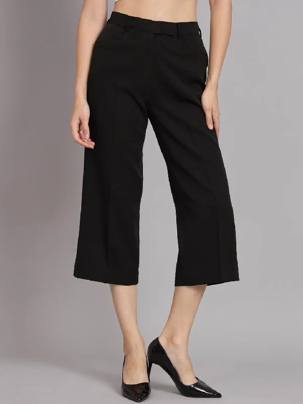 Women's Classic Attire Spring Fling Sale Straight Fit Mid Waist Culottes - Black