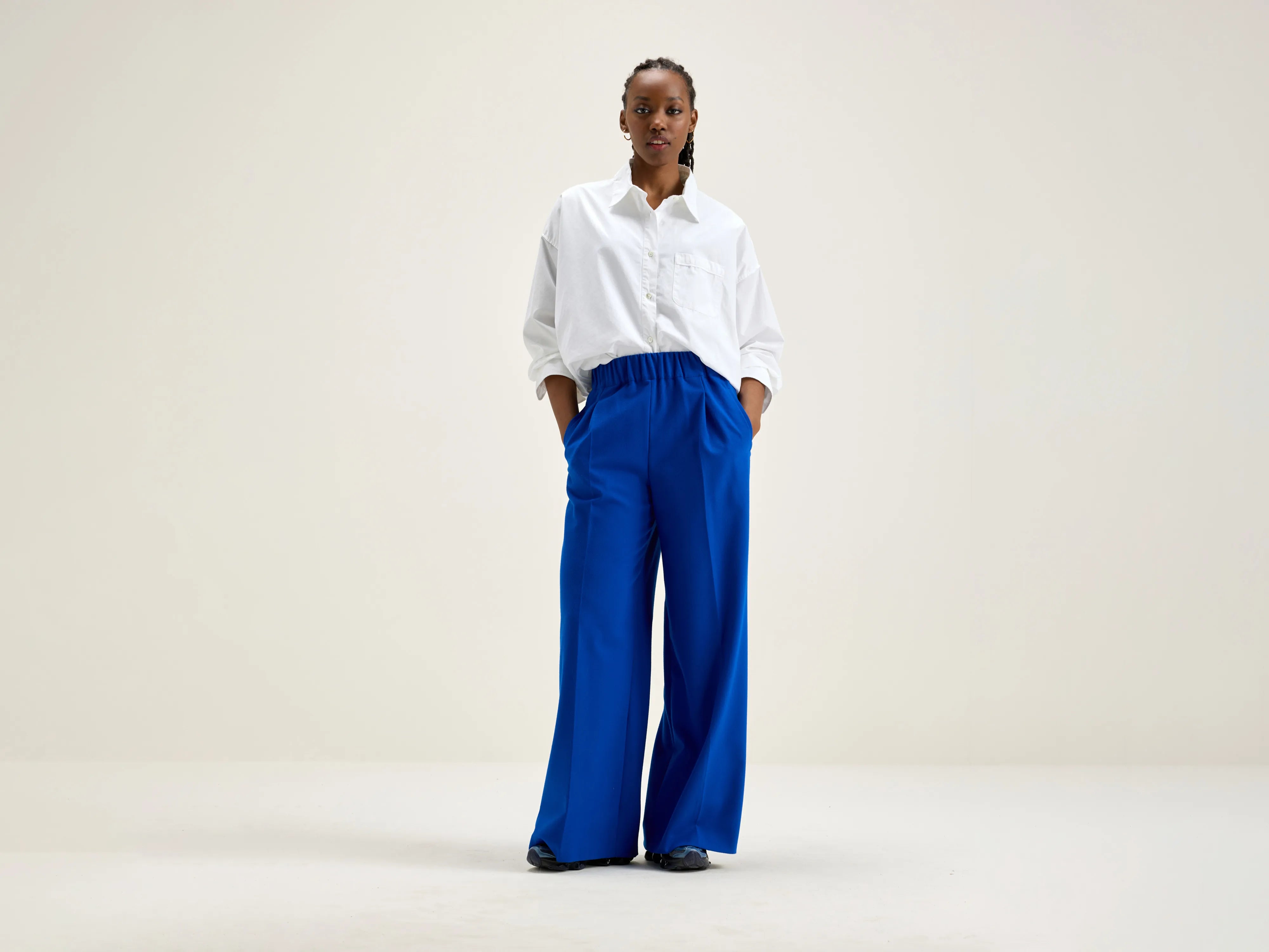 Women's Plus-Size Garments Chic Styles Vespa wide trousers (242 / W / LAZULI)