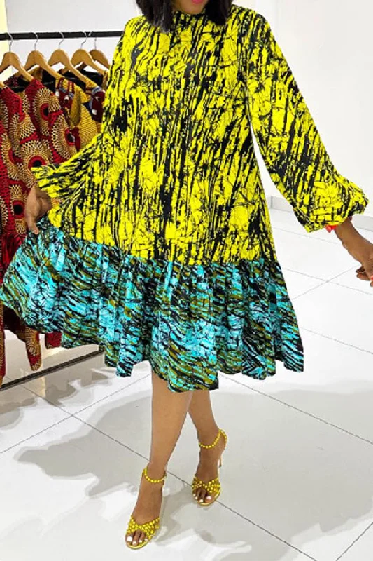 Casual Attire For Women Browse Our Top Products Hit Color Graphic Print Chic Ruffled Midi Dress