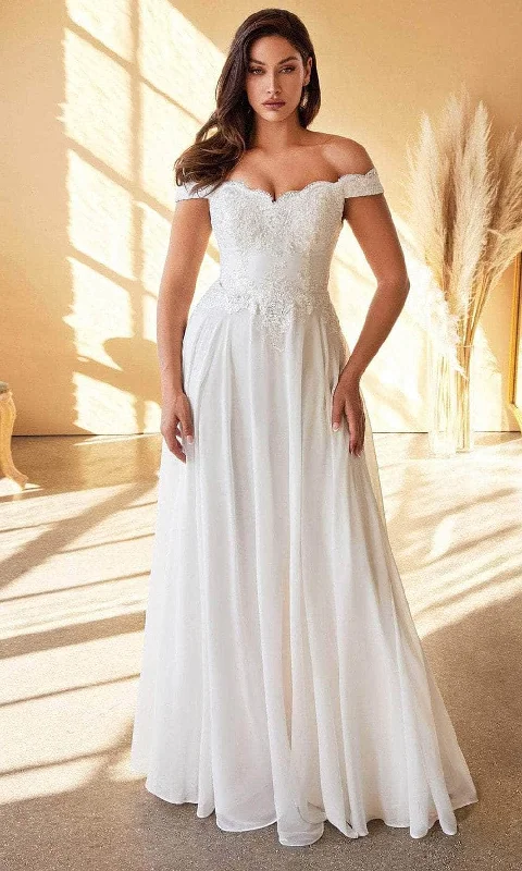 Stylish And Comfortable Clothing For Women Father'S Day Deals Cinderella Divine 7258W - Scalloped Off Shoulder Wedding Dress