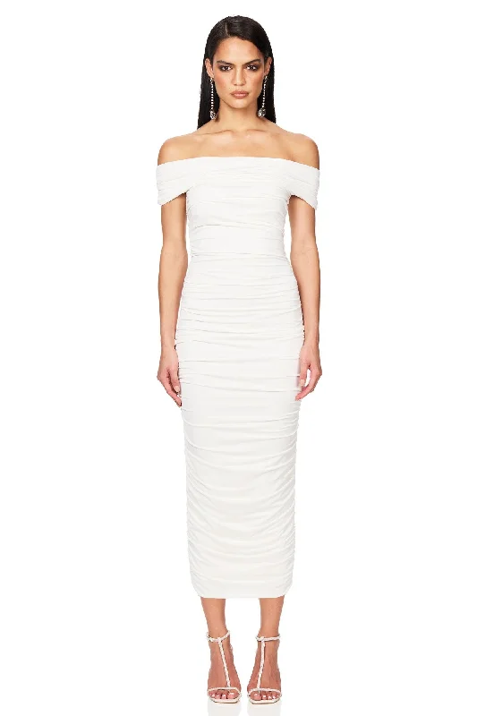 Timeless Women's Clothes Vibrant Femme Fashion Nookie Element Midi Dress - Ivory