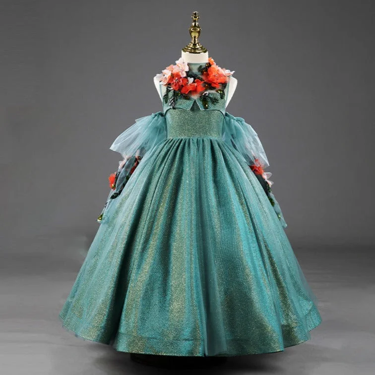 Women's Night-Out Outfit Flower Girl Dress Little Girl Mesh Cake Skirt With Fluffy Gorgeous Multi Flower Fluffy Princess Dress