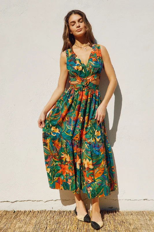 Trendy Athleisure Clothing For Women Contemporary Chic Botanical Bliss Midi Dress