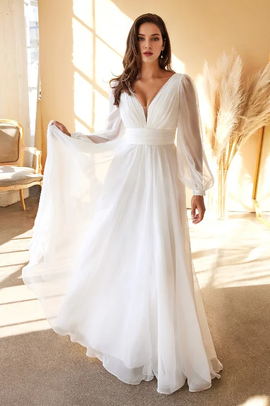 Women's Vintage-Inspired Clothing Mother'S Day Special Off white long sleeved chiffon and floor length dress