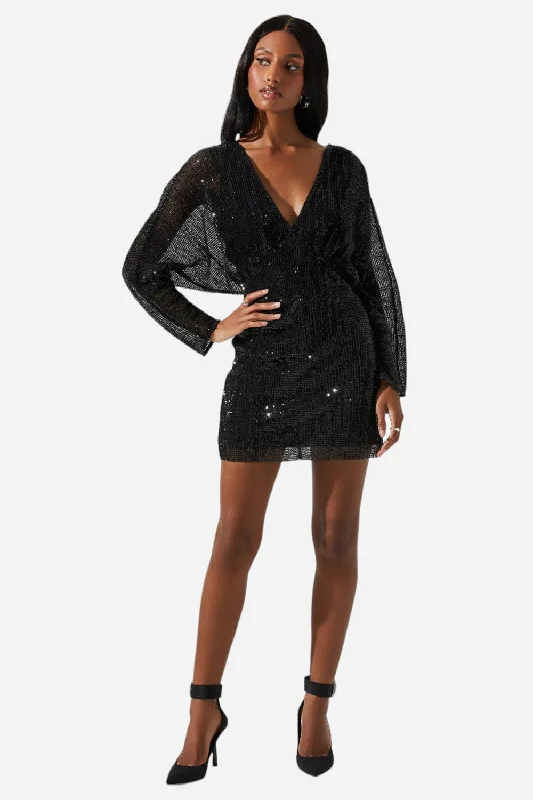 Women's Everyday Attire Limited Stock, Big Sale ASTR The Label Devika Sequin Open Back Mini Dress in Black