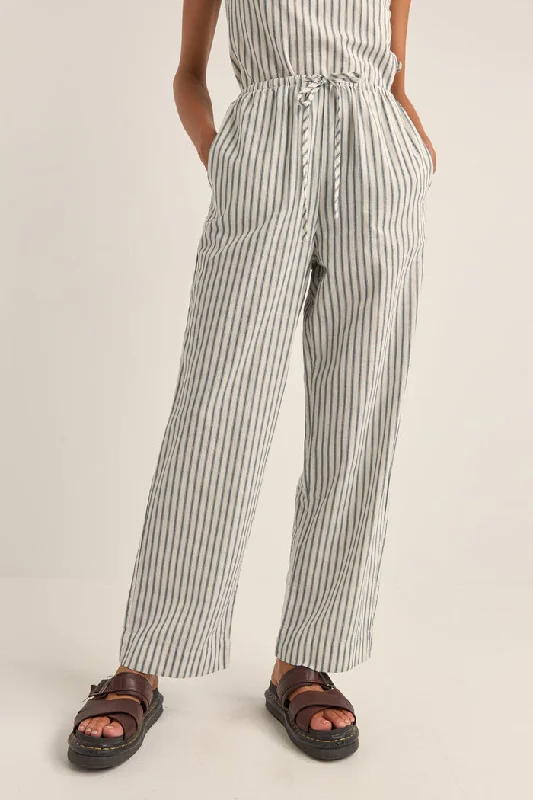 Women's Everyday Clothes Chic Trend Collection Rhythm Frankie Elastic Pant - NAVY STRIPE