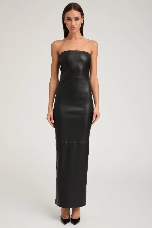 Affordable Women's Garments Elevate Your Wardrobe Black Leather Gown