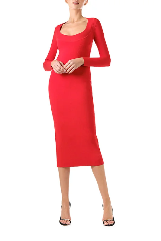 Classic Clothes For Women Premium Fashion Long Sleeve Knit Midi Dress