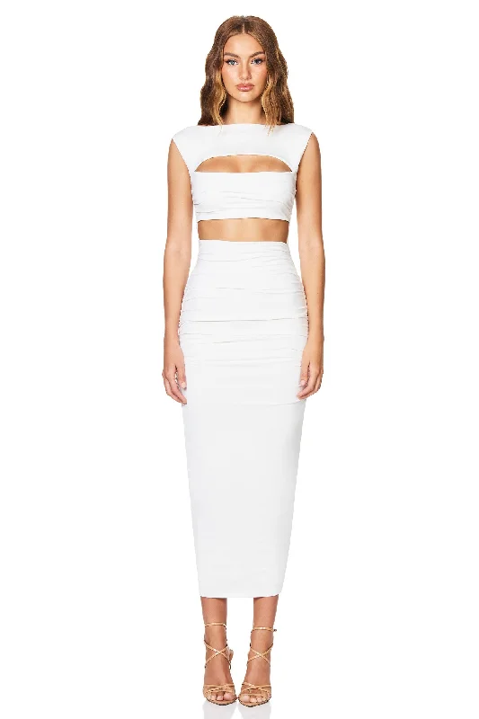 Women's Clothing For Casual Outings Relaxed Style Nookie Enigma Cut Out Midi Dress - Ivory