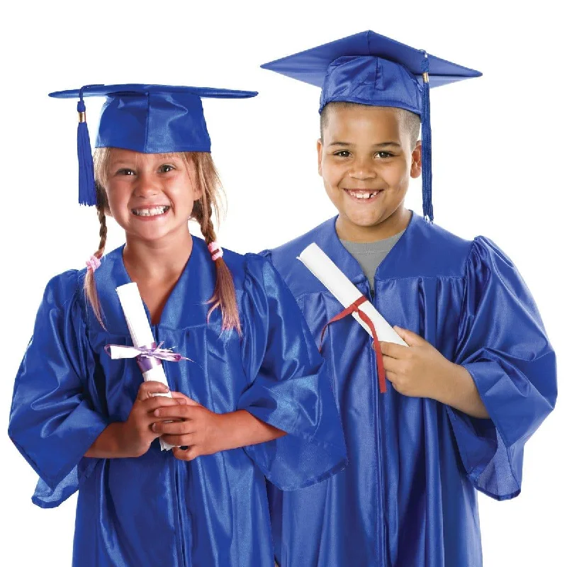 Women's Stylish Professional Garments Boutique Styles Blue Graduation Gown with Hat for Kids