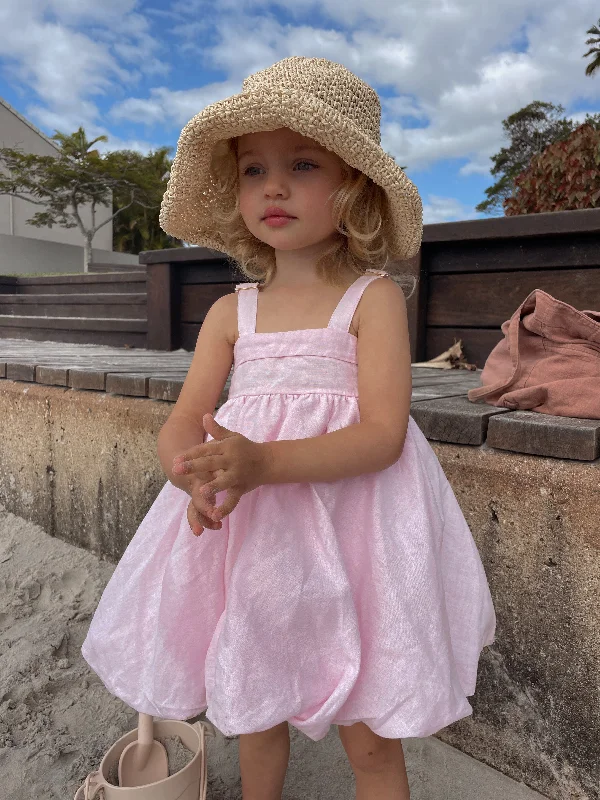Treat Yourself To Amazing Discounts Bubblegum Bubble Linen Dress