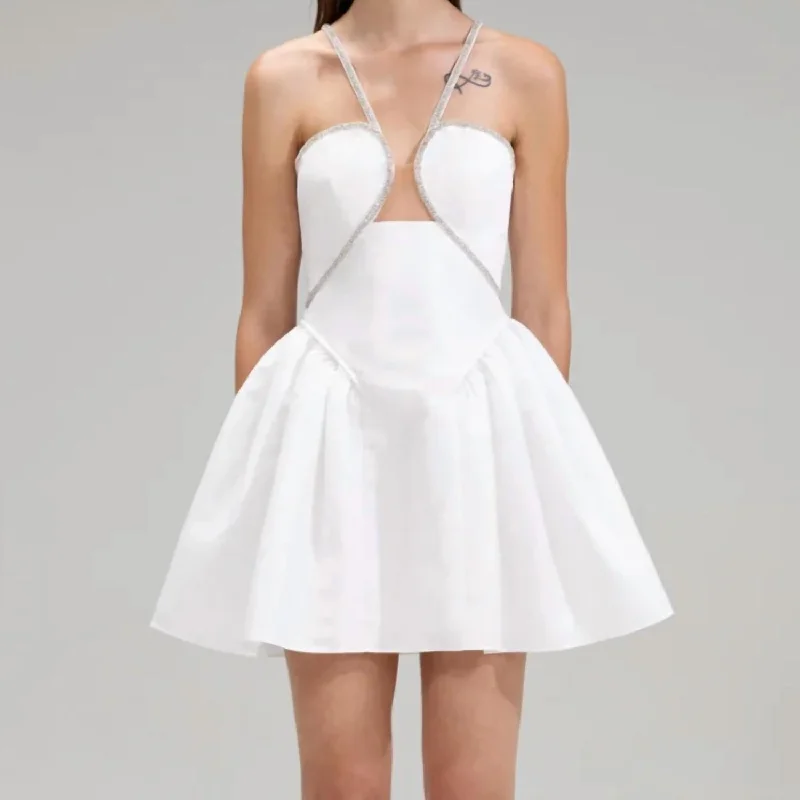 Women's Professional Clothes Season Sale Taffeta Flared Mini Dress in White