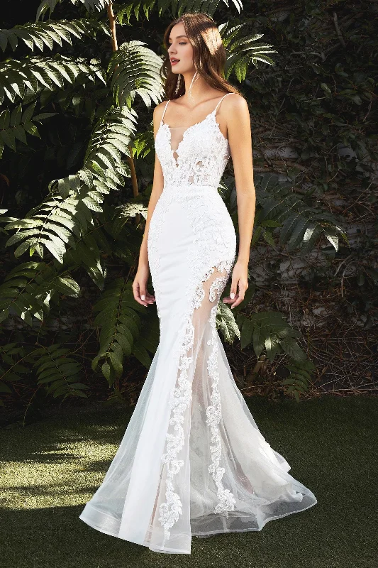 Women's Vintage-Inspired Outfit Hot Trends Lace applique sleeveless fishtail wedding dress