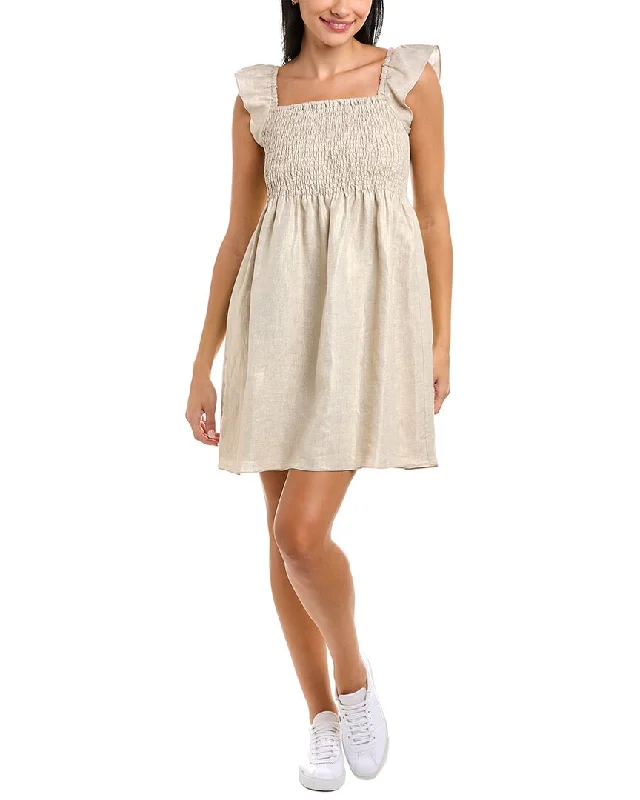 Women's Transitional Outfit Travel Essentials Sail to Sable Square Neck Linen Mini Dress