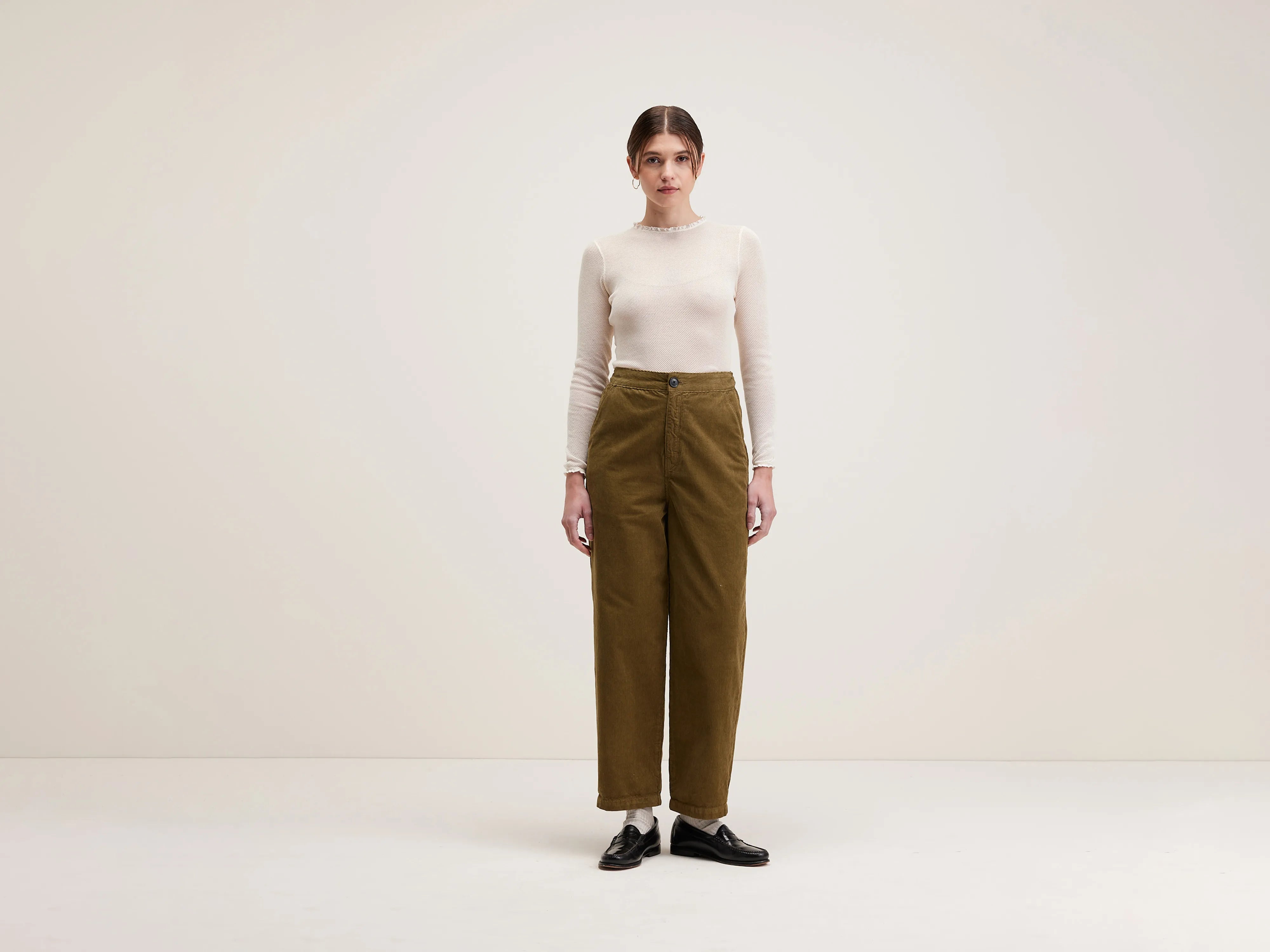 Chic Women's Garments Seasonal Sale Pasop relaxed trousers (242 / W / MILITARY)