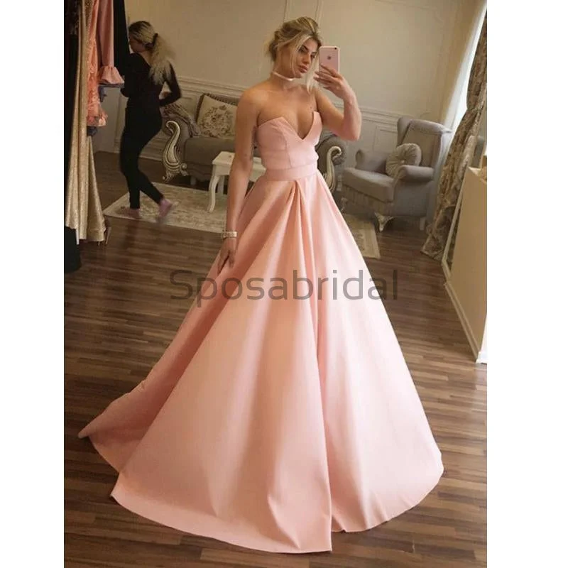 Formal Attire For Women Huge Discounts This Week A-line Satin Pink Custom Long V-Neck High Quality Fashion Prom Dresses, Party Gowns PD1692